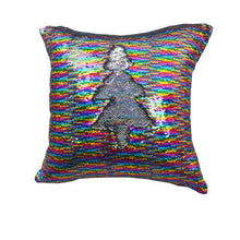 Load image into Gallery viewer, Mermaid Colour Changing Sequin Pillow Cushion - Rainbow and Silver
