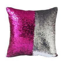 Load image into Gallery viewer, Mermaid Colour Changing Sequin Pillow Cushion - Hot Pink &amp; Silver
