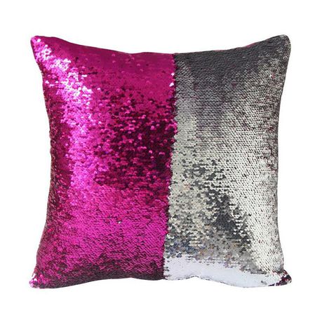 Mermaid Colour Changing Sequin Pillow Cushion - Hot Pink & Silver