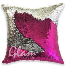 Load image into Gallery viewer, Mermaid Colour Changing Sequin Pillow Cushion - Hot Pink &amp; Silver
