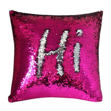 Load image into Gallery viewer, Mermaid Colour Changing Sequin Pillow Cushion - Hot Pink &amp; Silver
