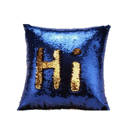 Mermaid Colour Changing Sequin Pillow Cushion - Blue & Gold