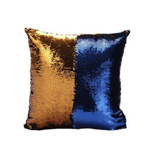 Load image into Gallery viewer, Mermaid Colour Changing Sequin Pillow Cushion - Blue &amp; Gold
