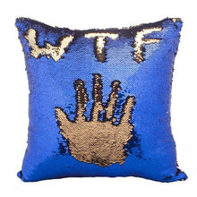 Load image into Gallery viewer, Mermaid Colour Changing Sequin Pillow Cushion - Blue &amp; Gold
