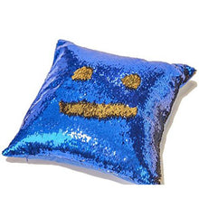 Load image into Gallery viewer, Mermaid Colour Changing Sequin Pillow Cushion - Blue &amp; Gold
