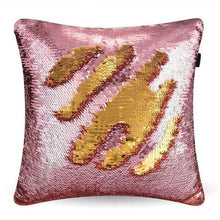 Load image into Gallery viewer, Mermaid Colour Changing Sequin Pillow Cushion - Rose Gold &amp; Gold
