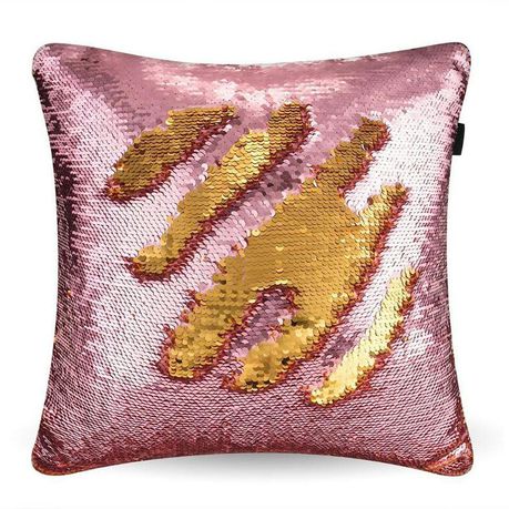 Mermaid Colour Changing Sequin Pillow Cushion - Rose Gold & Gold