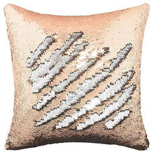 Load image into Gallery viewer, Mermaid Colour Changing Sequin Pillow Cushion - Champagne &amp; Silver
