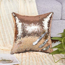 Load image into Gallery viewer, Mermaid Colour Changing Sequin Pillow Cushion - Champagne &amp; Silver
