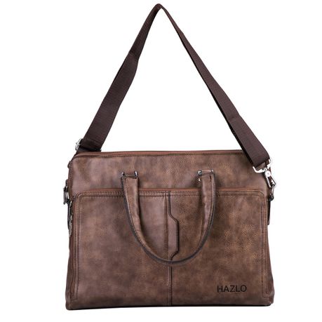 Hazlo PU Leather Laptop Briefcase Shoulder Carry Bag - Brown