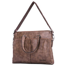 Load image into Gallery viewer, Hazlo PU Leather Laptop Briefcase Shoulder Carry Bag - Brown
