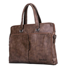 Load image into Gallery viewer, Hazlo PU Leather Laptop Briefcase Shoulder Carry Bag - Brown
