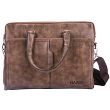 Load image into Gallery viewer, Hazlo PU Leather Laptop Briefcase Shoulder Carry Bag - Brown
