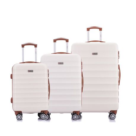 Hazlo 3 Piece Trolley ABS Hard Luggage Bag Set - White