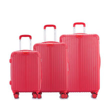 Load image into Gallery viewer, Hazlo 3 Piece Trolley ABS Hard Luggage Bag Set - Red
