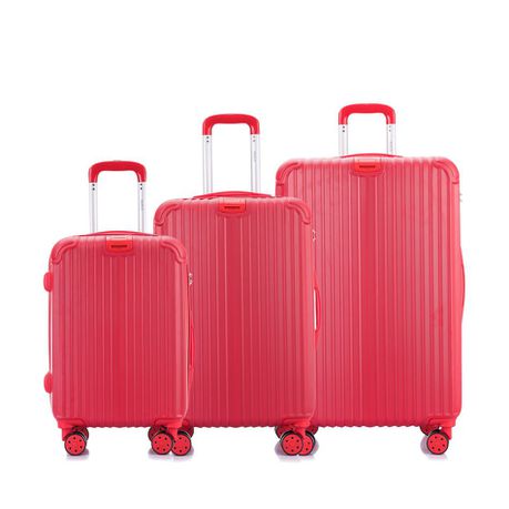 Hazlo 3 Piece Trolley ABS Hard Luggage Bag Set - Red