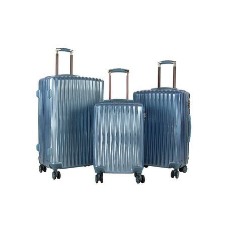 Hazlo 3 Piece ABS+PC Hard Luggage Trolley Bag Set - Blue