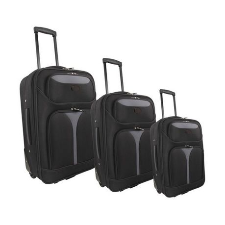 Marco Soft Case Luggage Suitcase Bag - Set of 3 - Black/Grey