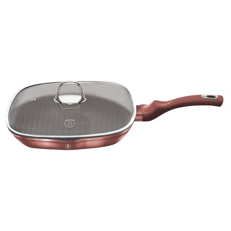 Berlinger Haus 28cm Marble Coating Grill Pan with Lid - i-Rose Edition