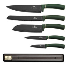 Load image into Gallery viewer, Berlinger Haus 6-Piece Knife Set with Magnetic Hanger - Emerald Edition
