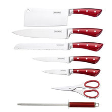 Load image into Gallery viewer, Royalty Line 8-Piece Stainless Steel Knife Set with Stand - Burgundy
