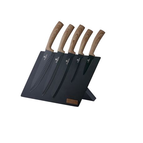 Berlinger Haus 6-Piece Non-Stick Coating Knife Set with Stand - Light Brown Buy Online in Zimbabwe thedailysale.shop