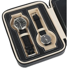 Load image into Gallery viewer, Black Watch Case 4-Slot with Zippered Closure
