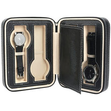 Load image into Gallery viewer, Black Watch Case 4-Slot with Zippered Closure
