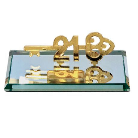 21st key on Glass mirrored base Gold Buy Online in Zimbabwe thedailysale.shop