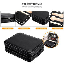 Load image into Gallery viewer, Watch suitcase portable leather zipper display storage box (4 slots, black)
