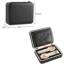 Load image into Gallery viewer, Watch suitcase portable leather zipper display storage box (4 slots, black)
