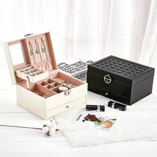 Load image into Gallery viewer, PU Leather Jewellery Storage Display Organizer with drawer - Black
