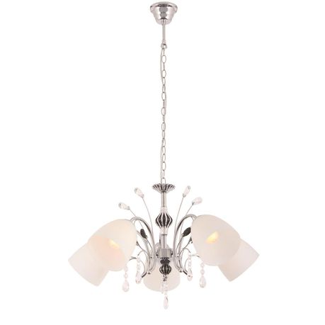 Polished Chrome Chandelier with Opal Glass and Acrylic and Black Crystals Buy Online in Zimbabwe thedailysale.shop