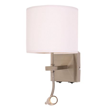 White Shade on Satin Chrome Wall Bracket Buy Online in Zimbabwe thedailysale.shop