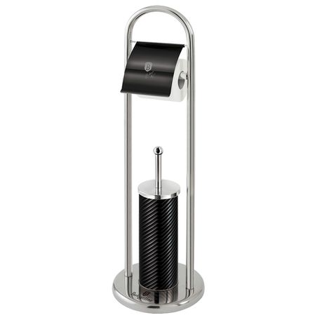 Berlinger Haus Stainless Steel Toilet Brush and Paper Holder - Black-Silver