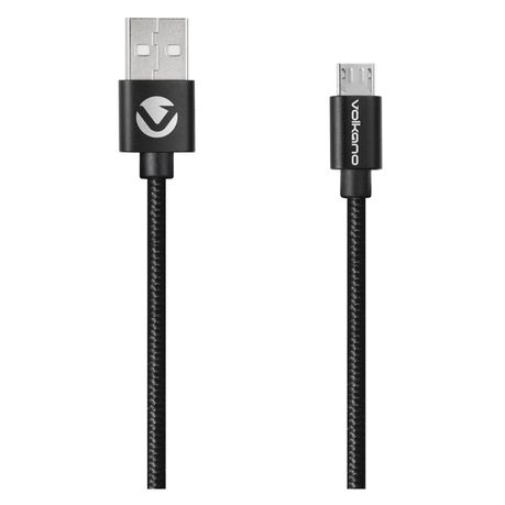 Volkano Micro USB Cable - Braids Series - 1.2m - Black Buy Online in Zimbabwe thedailysale.shop