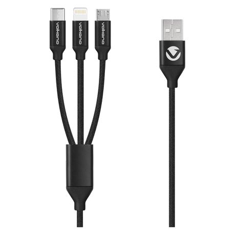 Volkano 3-in-1 Charge Cable - Weave Series - 1m - Black Buy Online in Zimbabwe thedailysale.shop