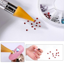 Load image into Gallery viewer, Nail Art Dual-ended Wax Rhinestone Gem Crystal Pencil Pick Up The Pen Tool
