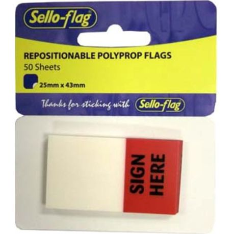 Sello-Flag Repositionable PP Flags - Sign Here (50 Sheets)