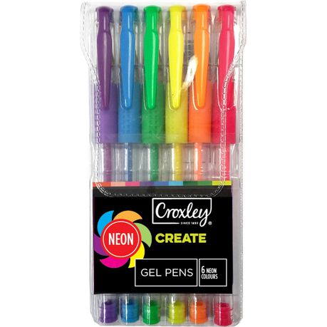 Croxley Create Neon Gel Pens - Assorted (Blister of 6) Buy Online in Zimbabwe thedailysale.shop