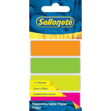 Repositionable: Paper Flags - 50 x 20mm - 4 Assorted Neon Colours Buy Online in Zimbabwe thedailysale.shop