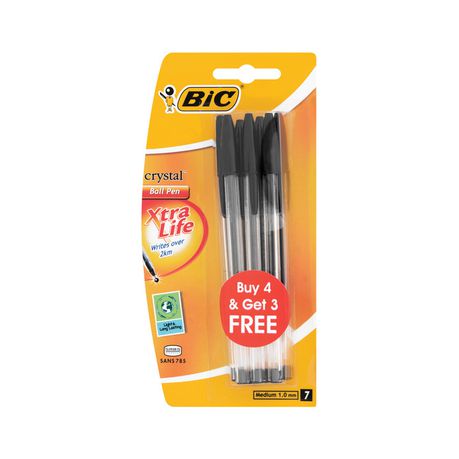 BIC Crystal Xtra Life 4+3 Black Ink (Pack of 10) Buy Online in Zimbabwe thedailysale.shop