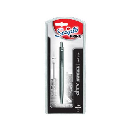 Scripto Prime City Steel Ballpoint Pen Medium Black Ink Buy Online in Zimbabwe thedailysale.shop