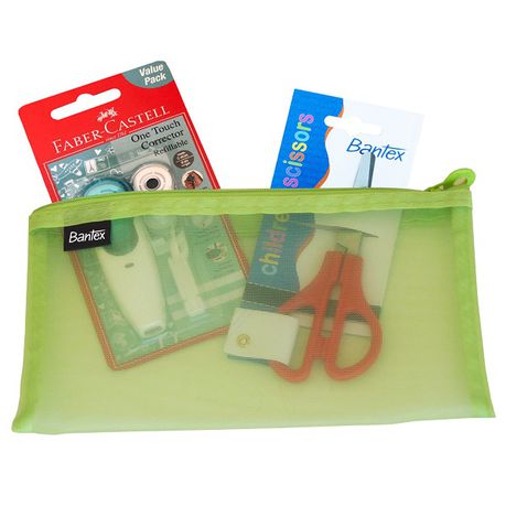 Bantex Green DL Mesh Bag with Scissor and Correction Tape Buy Online in Zimbabwe thedailysale.shop