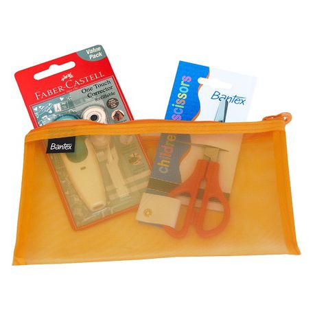 Bantex Orange DL Mesh Bag with Scissor and Correction Tape Buy Online in Zimbabwe thedailysale.shop