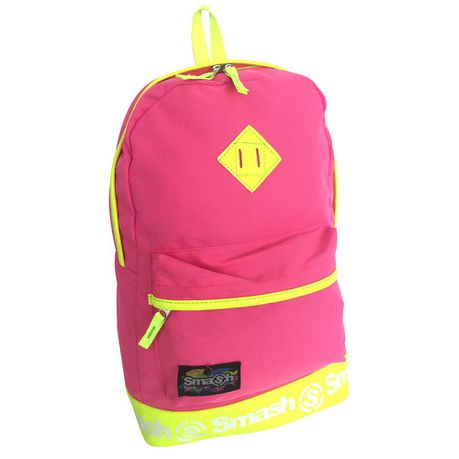 SMASH Neon PVC Trim 2 Pocket Backpack - Pink Buy Online in Zimbabwe thedailysale.shop