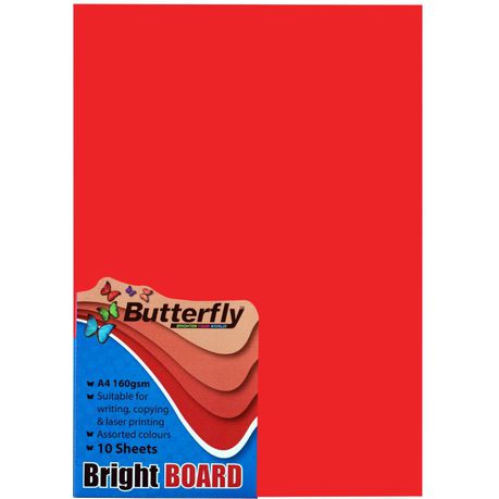 Butterfly A4 Bright Board 10s - Red Buy Online in Zimbabwe thedailysale.shop