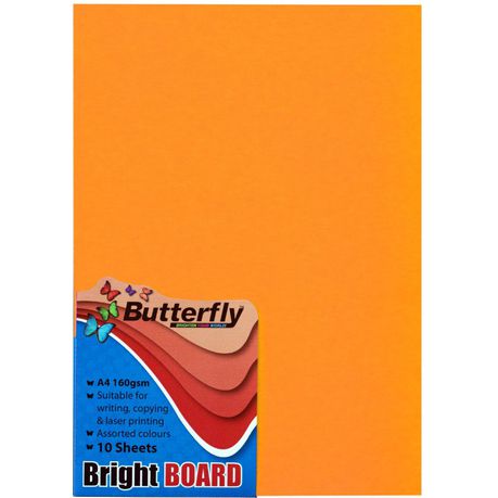 Butterfly A4 Bright Board 10s - Orange Buy Online in Zimbabwe thedailysale.shop