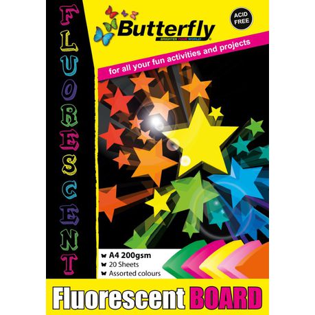 Butterfly Project Board Pad - Fluorescent A4 20 Sheets Buy Online in Zimbabwe thedailysale.shop