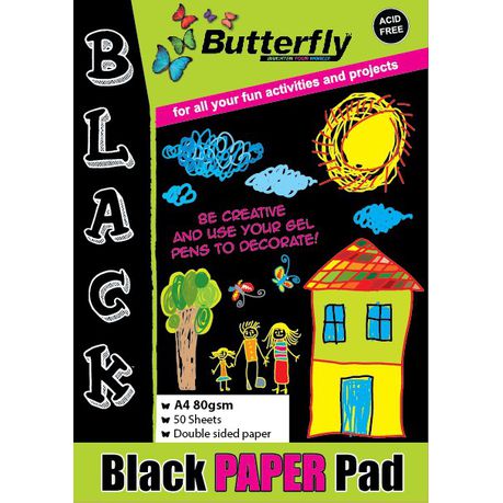 Butterfly Project Paper Pad - Black A4 50 Sheets